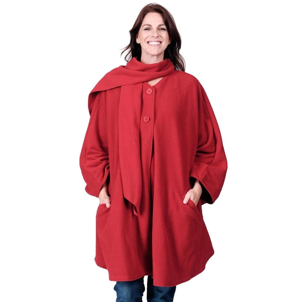 Le Moda Red Knit Fleece Wrap & Glove Set